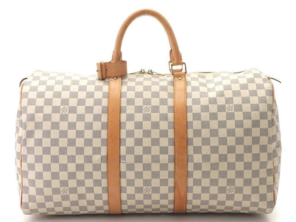 Louis Vuitton Keepall Damier Azur White Handbag around